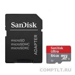 Карта памяти MicroSD 64Gb SanDisk Class 10 UHS-I