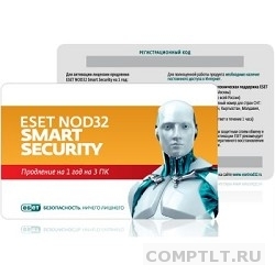 NOD32-ESS-1220CARD3-1-1 ESET NOD32 Smart Security  расширенный функционал - универсальная электр