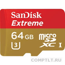 Карта памяти MicroSD 64Gb SanDisk U3 Extreme 100/90 для 4K видео