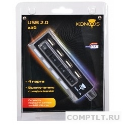 Концентратор USB HUB Konoos UK-26, 4 порта USB с индикацией