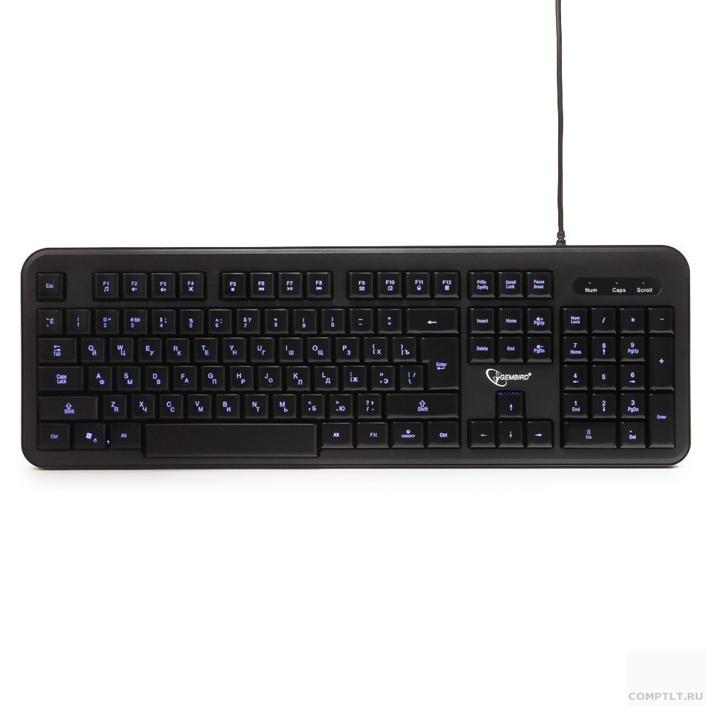 Клавиатура Gembird KB-200L черный USB 104 клавиши, подсветка белая, кабель 1.45м