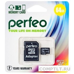 Карта памяти MicroSD 64Gb Perfeo Class 10