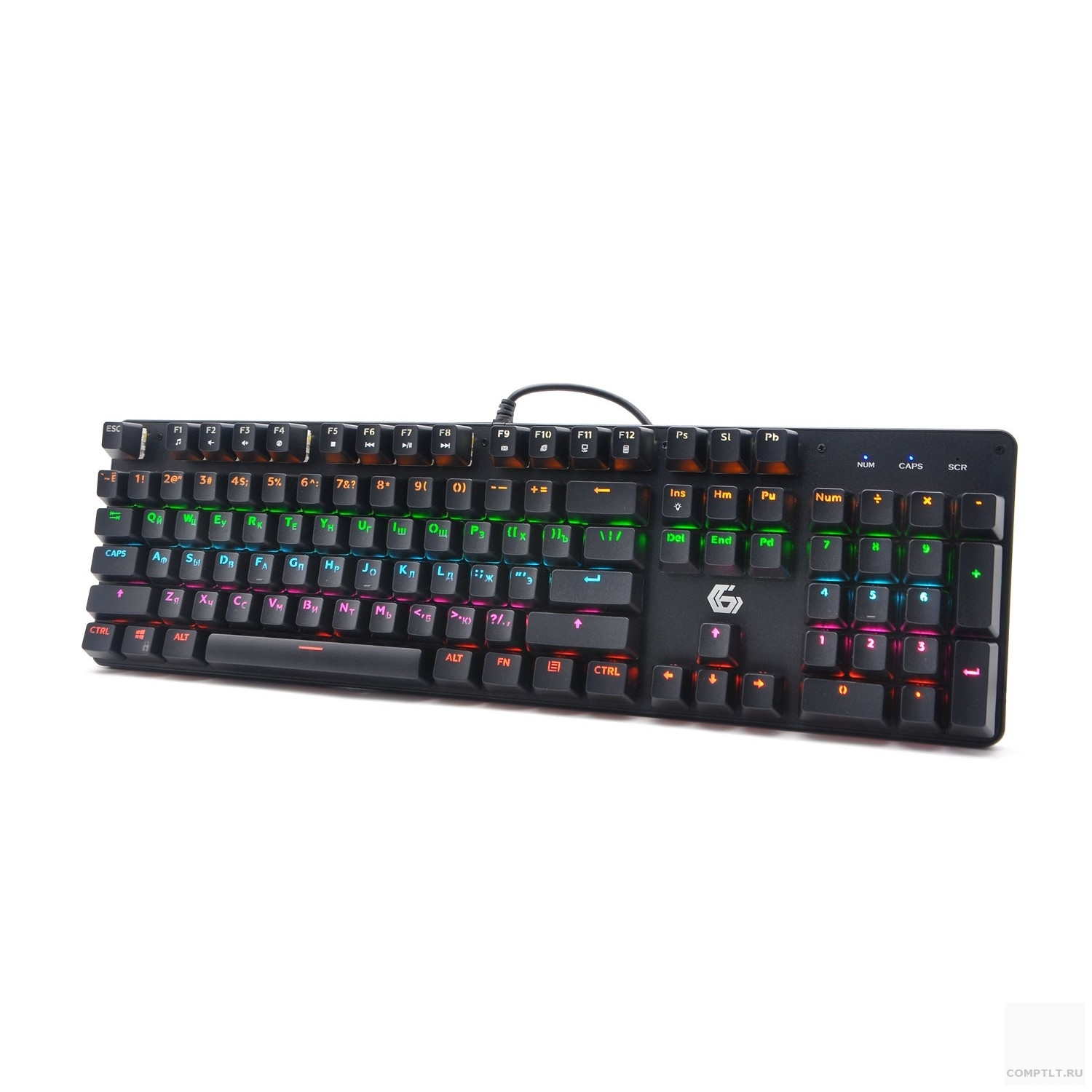 Клавиатура Gembird KB-G530L механическая USB, чёрн, Outemu Blue, 104 кл., Rainbow, 9 реж., 1,5м
