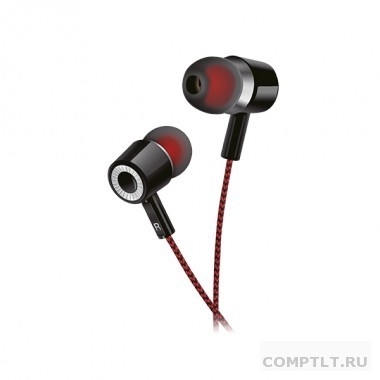 Наушники Perfeo внутриканальные MILD черные черно-красный тканевый провод PFA4481