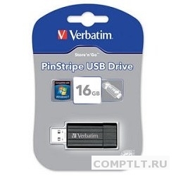 Verbatim USB Drive 16Gb Pin Stripe Black 049063 USB2.0