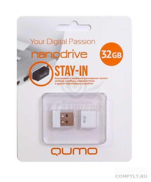 USB 2.0 QUMO 32GB NANO QM32GUD-NANO-W White