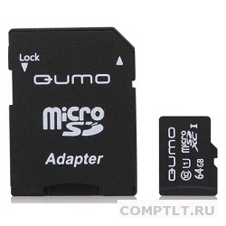 Micro SecureDigital 64Gb QUMO QM64GMICSDHC10U1 MicroSDXC Class 10 UHS-I, SD adapter