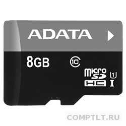 Micro SecureDigital 8Gb A-DATA AUSDH8GUICL10-RA1 MicroSDHC Class 10 UHS-I, SD adapter