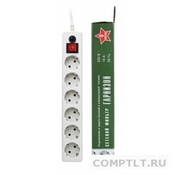 Gembird Сетевой фильтр Гарнизон EHW-10 3.0 м 6 розеток белый