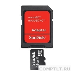 Micro SecureDigital 16Gb SanDisk SDSDQM-016G-B35A MicroSDHC Class 4, SD adapter