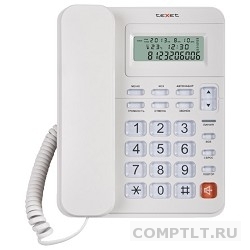 TEXET TX-254 светло-серый ЖК дисплей c подсветкой/часы/термометр/ память на35 номеров/повтор 9 номеров/ 5 мелодий сигнала
