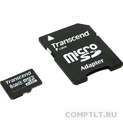 Micro SecureDigital 8Gb Transcend TS8GUSDHC4 MicroSDHC Class 4, SD adapter