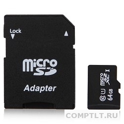 Micro SecureDigital 128Gb QUMO QM128GMICSDXC10U1 MicroSDXC Class 10 UHS-I, SD adapter