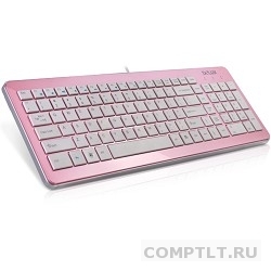Клавиатура DELUX "DLK-1500" Ultra-Slim, ММ, USB розово-белая