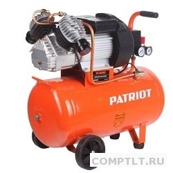 PATRIOT VX 50-402 Компрессор 525306315 Мощн. 2.2 кВт Напр. 230В50Гц Об.двиг. 2850 об/мин Производит. 400 л/мин Об.ресивера 50 л Давл. 8 бар Вес 39 кг