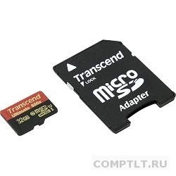 Micro SecureDigital 32Gb Transcend TS32GUSDHC10U1 MicroSDHC Class 10 UHS-I, SD adapter
