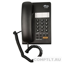 RITMIX RT-330 black Телефон проводной Ritmix RT-330 черный повторный набор, регулировка уровня громкости, световая индикац