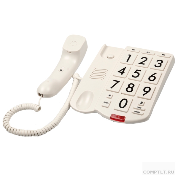 RITMIX RT-520 ivory Телефон проводнойповтор. набор, регулировка уровня громкости, световая индикац