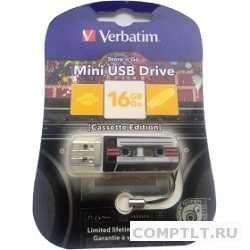 Verbatim USB Drive 16Gb Mini Cassette Edition Black 49397 USB2.0
