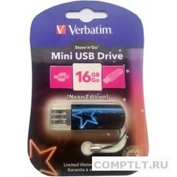 Verbatim USB Drive 16Gb Mini Neon Edition Blue 49395 USB2.0