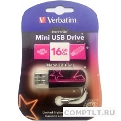 Verbatim USB Drive 16Gb Mini Neon Edition Pink 49396 USB2.0