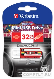 Verbatim USB Drive 32Gb Mini Cassette Edition Red 49392 USB2.0