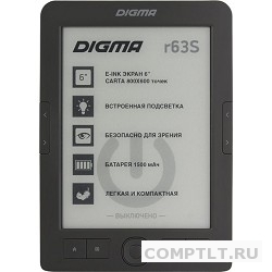 Электронная книга Digma R63S 6" E-Ink Carta 800x600 600MHz/4Gb/microSDHC/frontlight темно-серый 414848