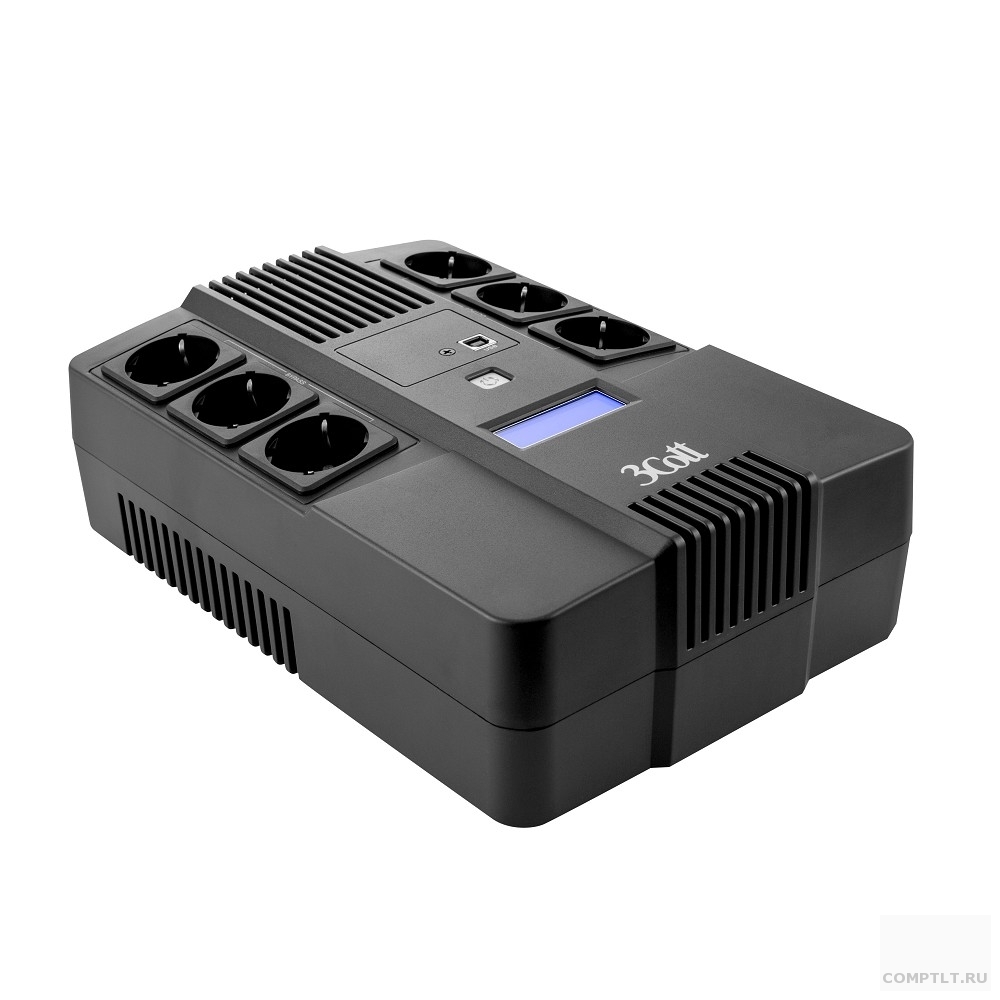 3Cott ИБП Cascade Line 3Cott-650-CDL 650VA/390W Display,USB,AVR,RJ11,RJ45 33 Euro0501854