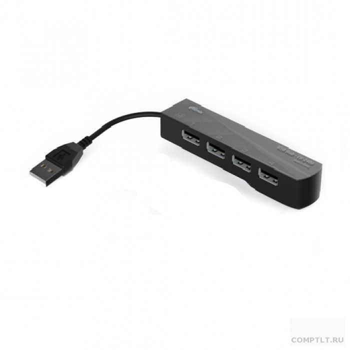 Ritmix Разветвитель USB USB хаб настольный, кабель, на 4 порта USB, High speed USB 2.0, Plug-n-Play, питание от USB, 5В, скорость до 480 Мбит/с , черный CR-2406