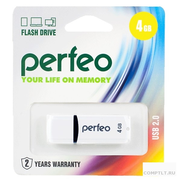 Perfeo USB Drive 4GB C02 White PF-C02W004