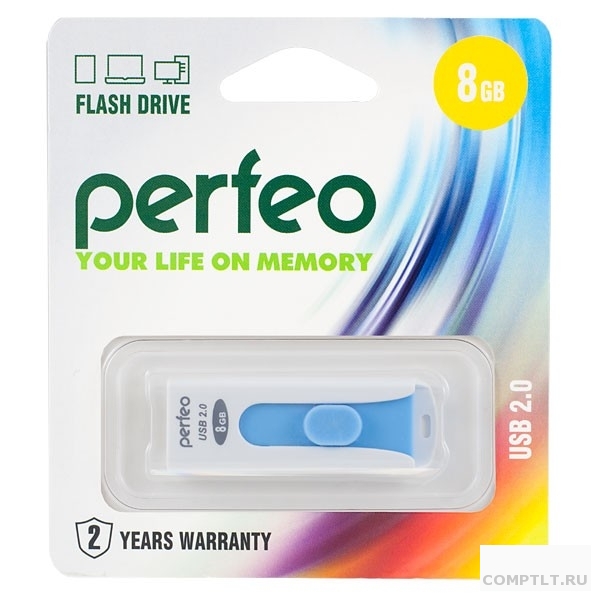 Perfeo USB Drive 8GB S01 White PF-S01W008