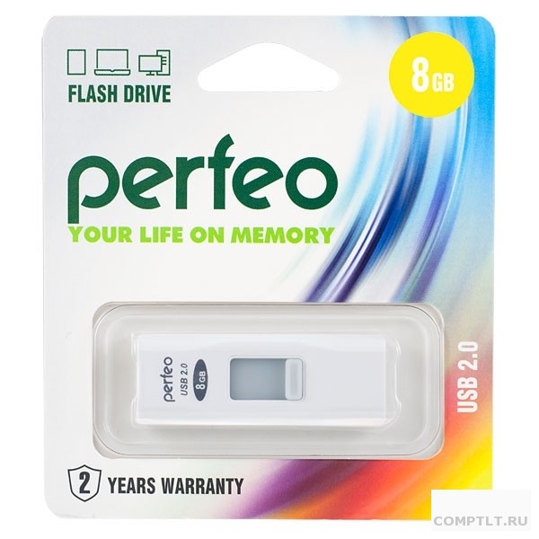 Perfeo USB Drive 8GB S02 White PF-S02W008