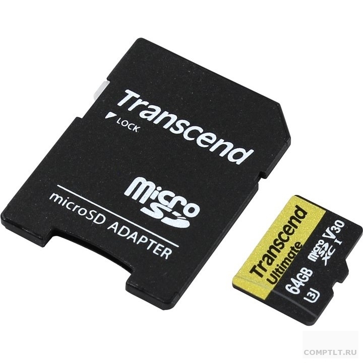Micro SecureDigital 64Gb Transcend Class 10 TS64GUSDU3M MicroSDXC Class 10 UHS-I U3M, SD adapter