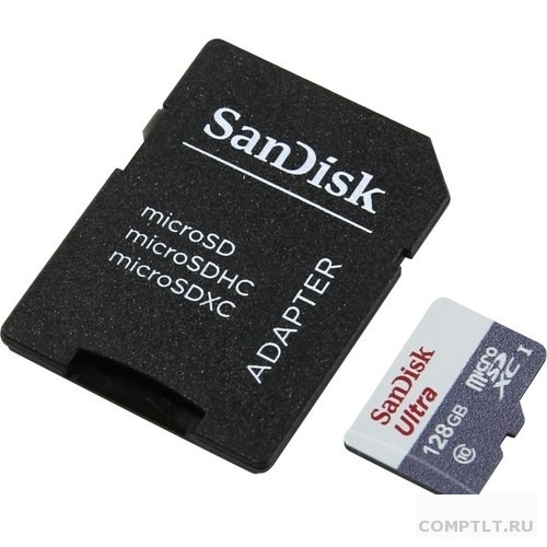 Micro SecureDigital 128Gb SanDisk SDSQUNS-128G-GN6TA MicroSDXC Class 10 UHS-I, SD adapter