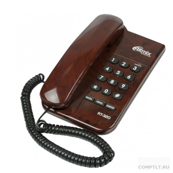 RITMIX RT-320 coffee marble Телефон проводной повторный набор номера, настенная установка,световой индикатор соединения, регулятор громкости