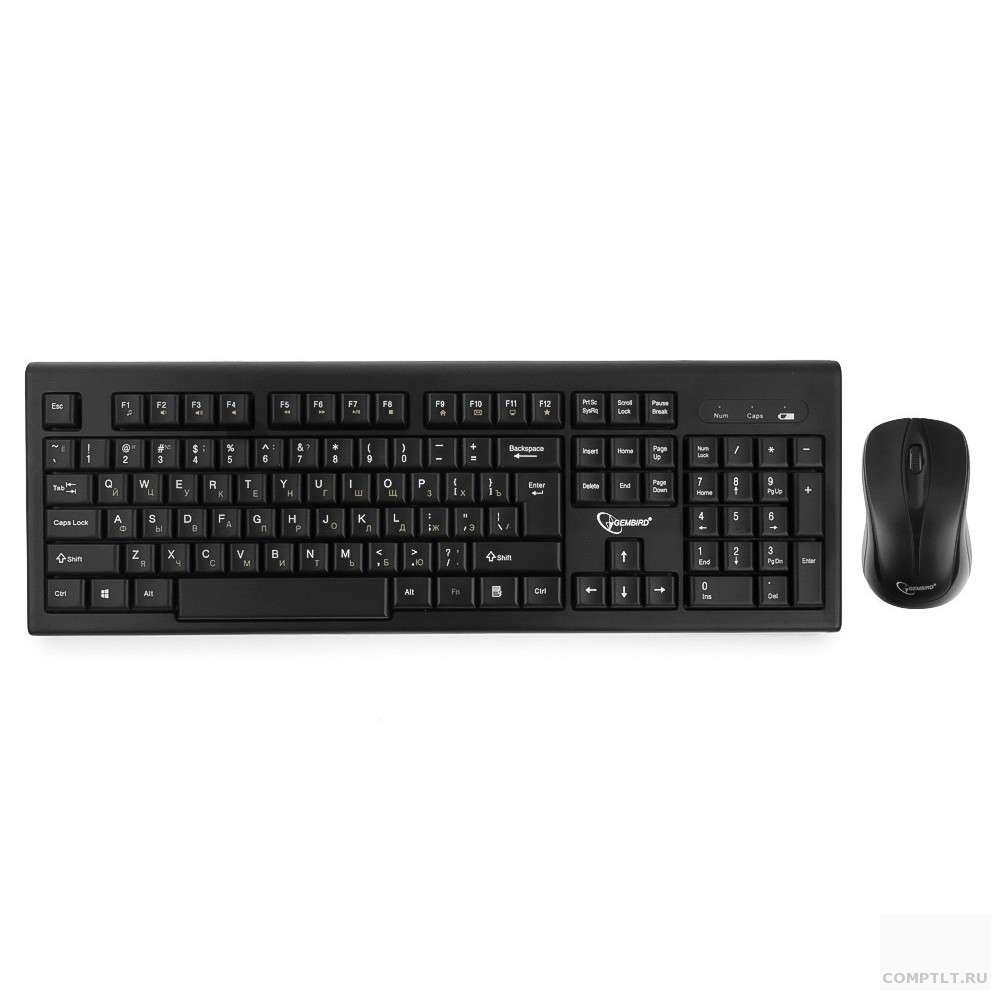 Клавиатура  мышь Gembird KBS-8002 беспроводной комплект, 2.4ГГц, черный, 104 клавиши2 кнопкиколесо кнопка, 1000DPI, батарейки в комплекте