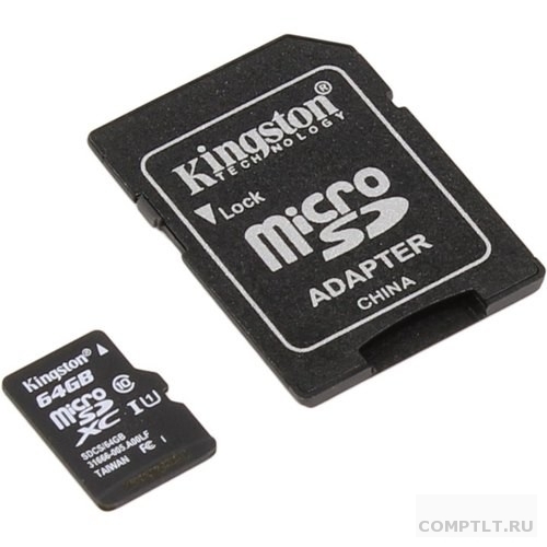 Micro SecureDigital 64Gb Kingston SDCS/64GB MicroSDHC Class 10 UHS-I, SD adapter