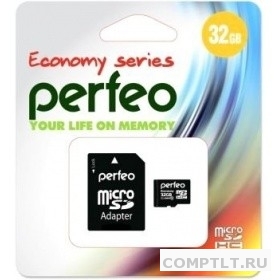 Micro SecureDigital 32Gb Perfeo PF32GMCSH10AES MicroSDHC Class 10, SD adapter