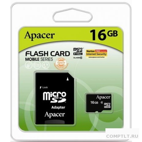 Micro SecureDigital 16Gb Apacer AP16GMCSH10U1-R MicroSDHC Class 10 UHS-I U1, SD adapter