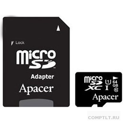 Micro SecureDigital 64Gb Apacer AP64GMCSX10U1-R MicroSDHC Class 10 UHS-I U1, SD adapter