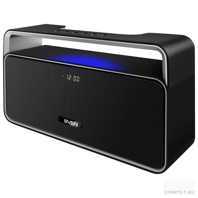 SVEN PS-185, черный 10 Вт, Bluetooth, FM, USB, microSD, LED-дисплей, часы, 2000мАч 