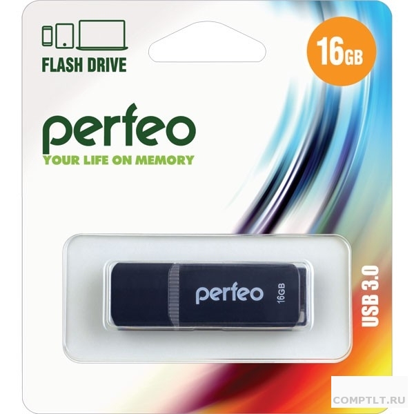 Perfeo USB Drive 16GB C12 Black PF-C12B016 USB3.0