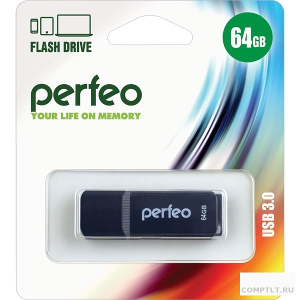 Perfeo USB Drive 64GB C12 Black PF-C12B064 USB3.0