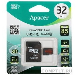 Micro SecureDigital 32Gb Apacer AP32GMCSH10U5-R MicroSDHC Class 10 UHS-I U1, SD adapter