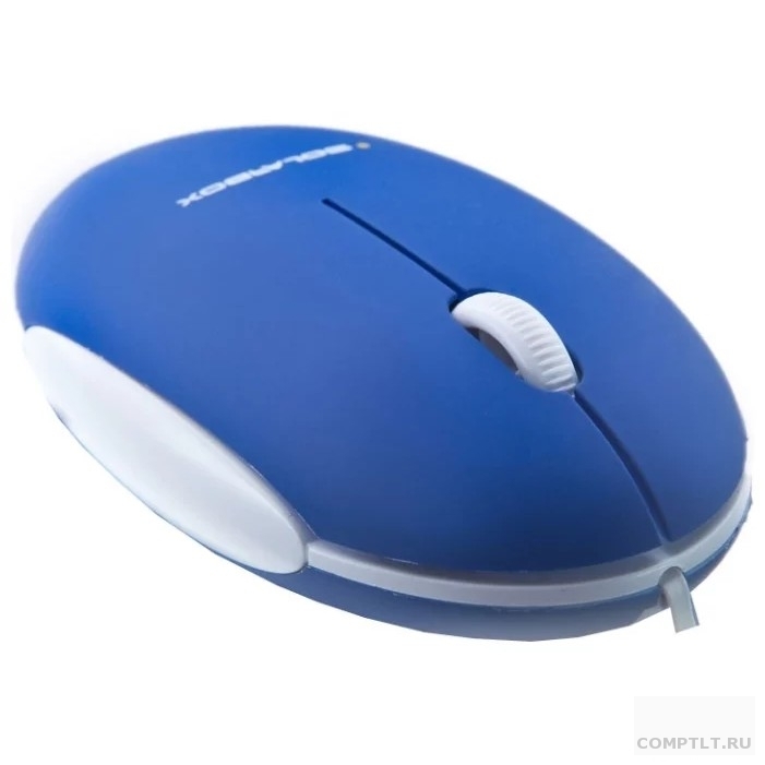SolarBox X06 Blue USB Travel Optical Mouse, 1000DPI, ноутбучная, убирающийся кабель, прорезиненная поверхность