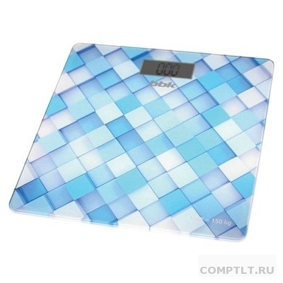 Весы напольные BBK BCS3001G, стекло, 150 кг, рисунок-голубой
