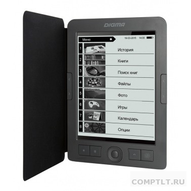 Электронная книга Digma R656 Cover 6" E-Ink Carta 800x600 600MHz/4Gb/microSDHC/frontlight темно-серый 1126118