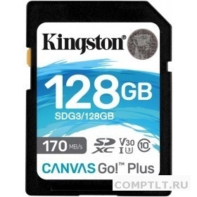 SecureDigital 128Gb Kingston Canvas Go Plus SDXC UHS-I U3 V30 170/90 Mb/s SDG3/128GB