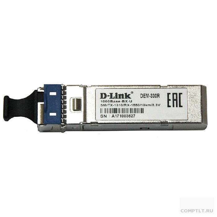 D-Link 330R/3KM/A1A WDM SFP-трансивер с 1 портом 1000Base-BX-U Tx1310 нм, Rx1550 нм для одномодового оптического кабеля до 3 км, разъем Simplex SC