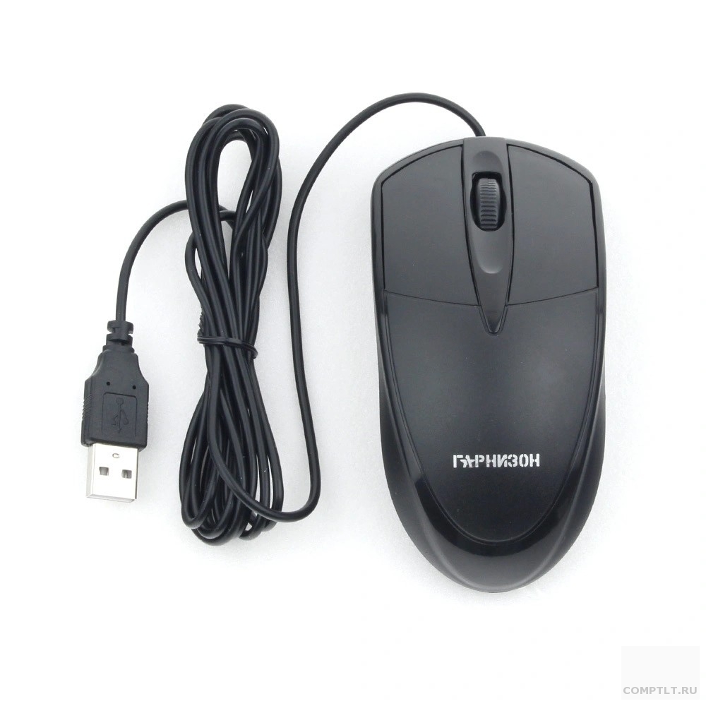 Гарнизон Мышь GM-225XL, USB, чип- Х, чёрный, 2м, 1000 DPI, 2кн.колесо-кнопка, кабель 2м